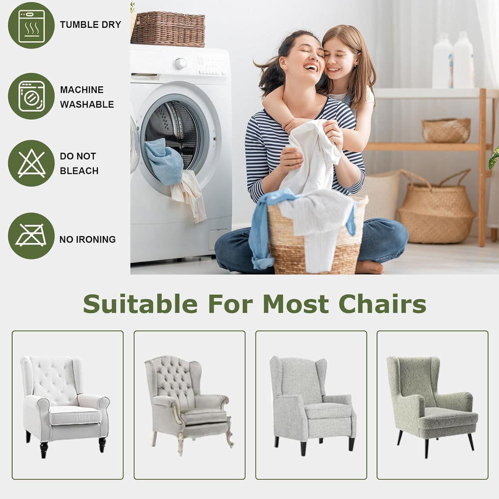 HAOYONG Waterproof Wing Chair Slipcovers Stretch Wingback Chair Covers 3 Piec...