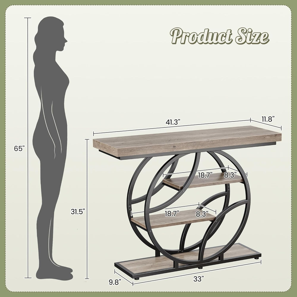 Huuger 41.3 Inch Entryway Table, Console Table with Shelves, Sofa Table