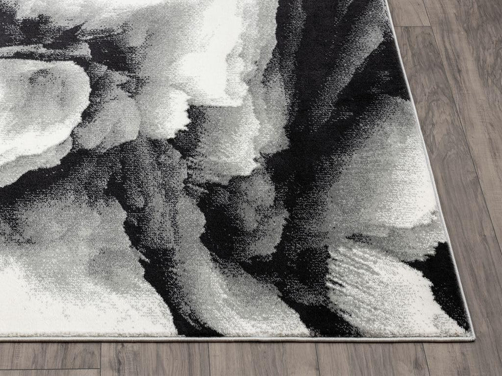 Abani Rugs Modern 5'3"x7'6" Black & White Floral Swirl ...