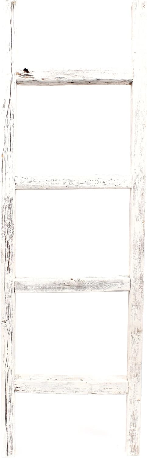 BARNWOODUSA Rustic Farmhouse Decorative Ladder, 48x12x2.5, White Wash | White...