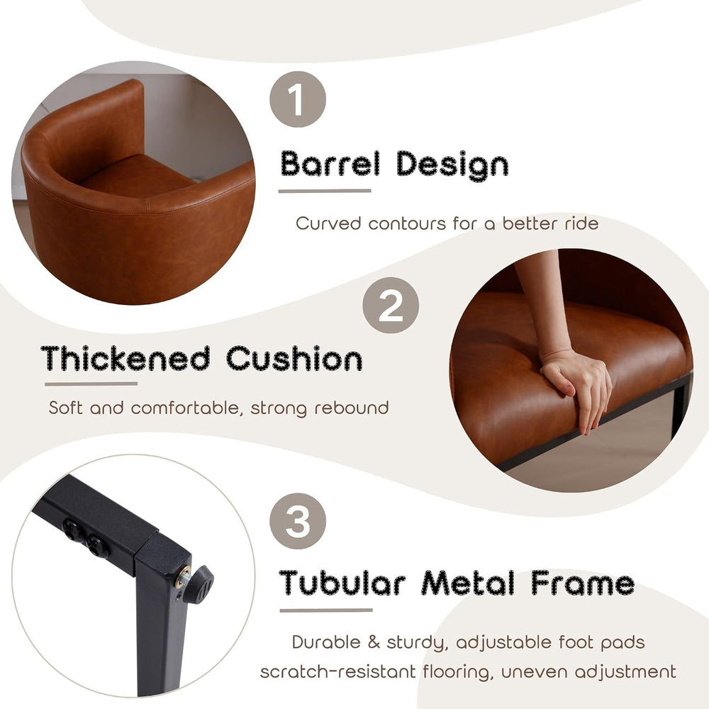 RIVOVA PU Leather Bar Stools Set of 3, Modern Upholstered Counter Height Bar ...