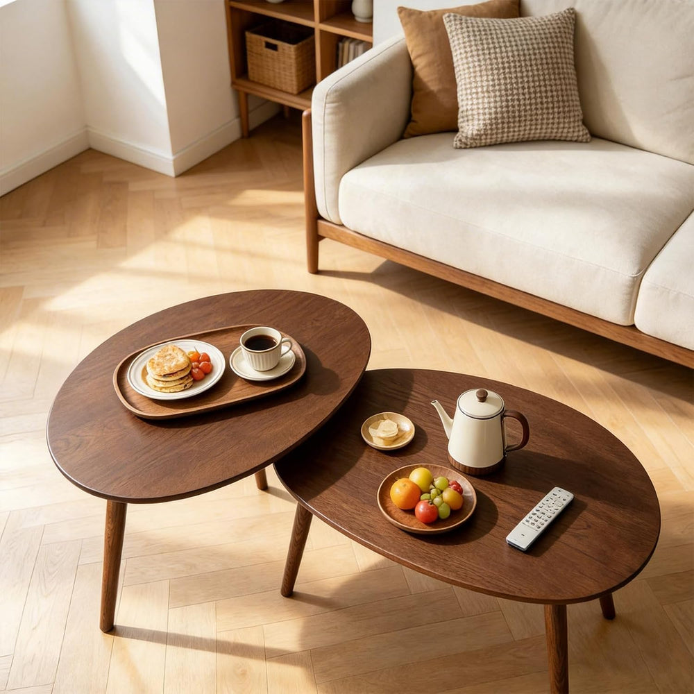 Walnut Oval Side Table, 17.5''D x 25.6''W x 19.7''H, ...