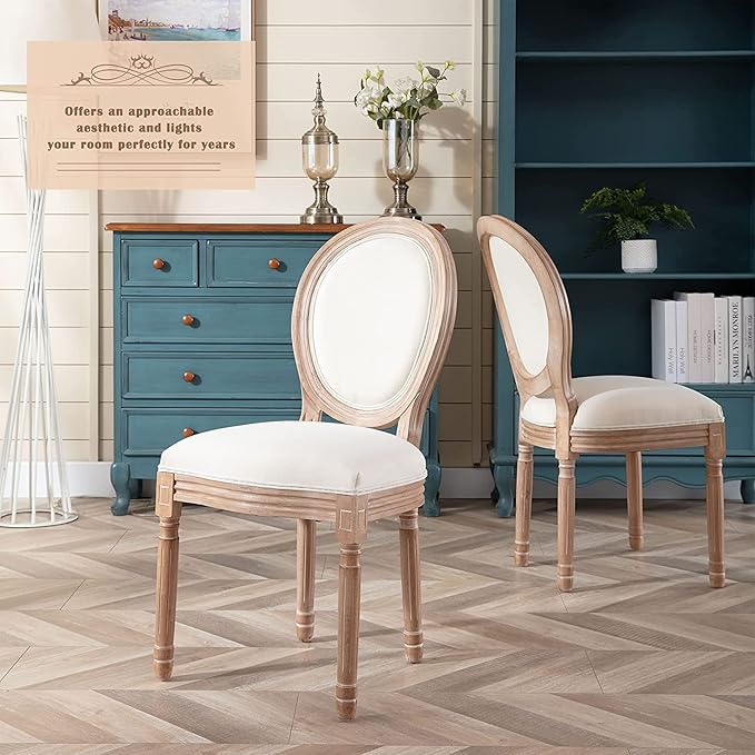 Nrizc French Dining Chairs Set of 6, French Country Dining Chair, Vintage Far...