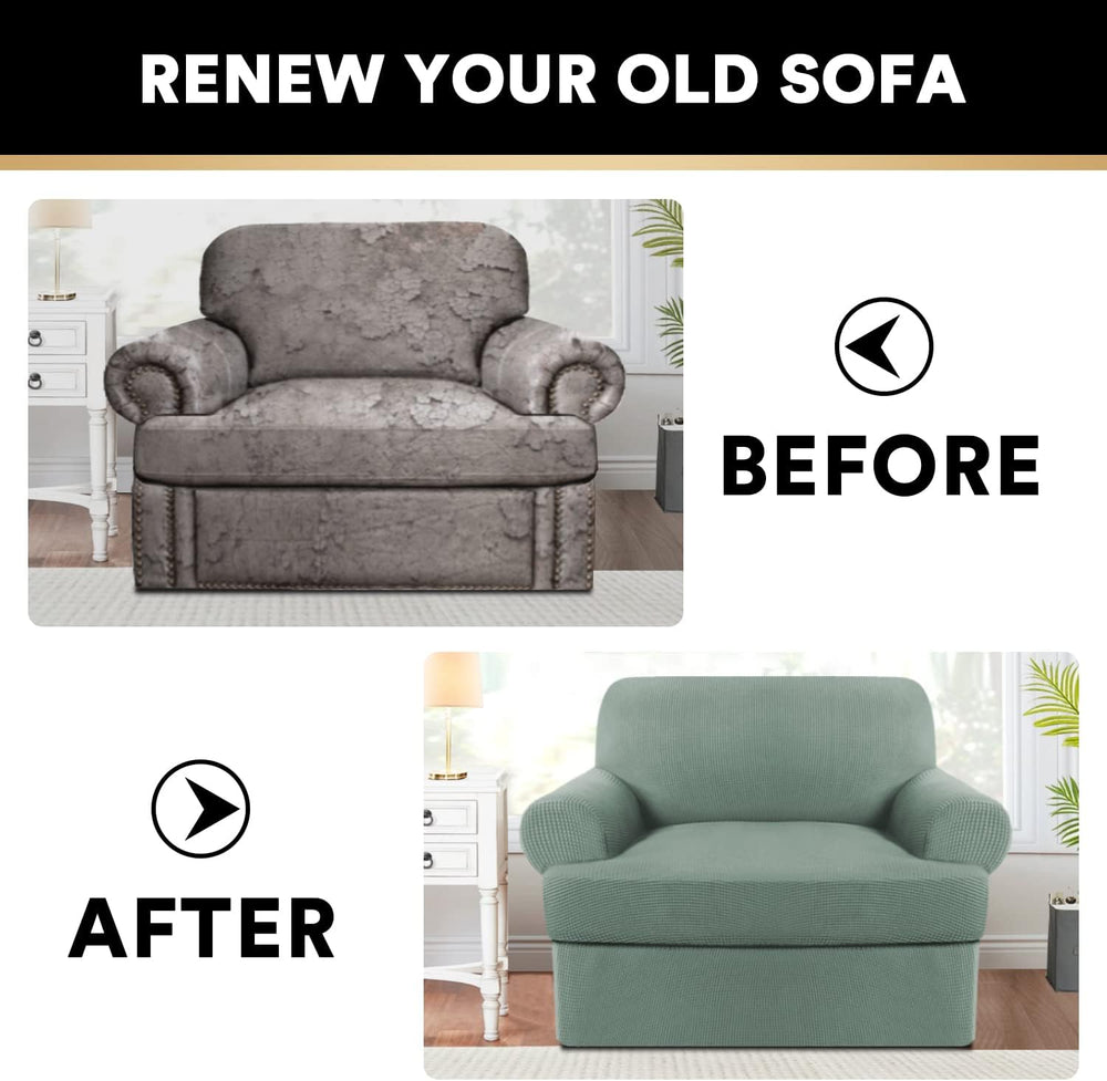 PrinceDeco 2 Pieces Armchair Slipcover Stretch Couch Covers for T Cushion Cha...
