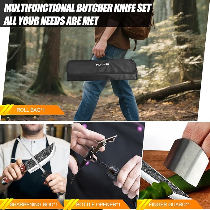 MDHAND Butcher Knife Set, Sharp Meat Cleaver Knife & Bone Chopper Knives ...