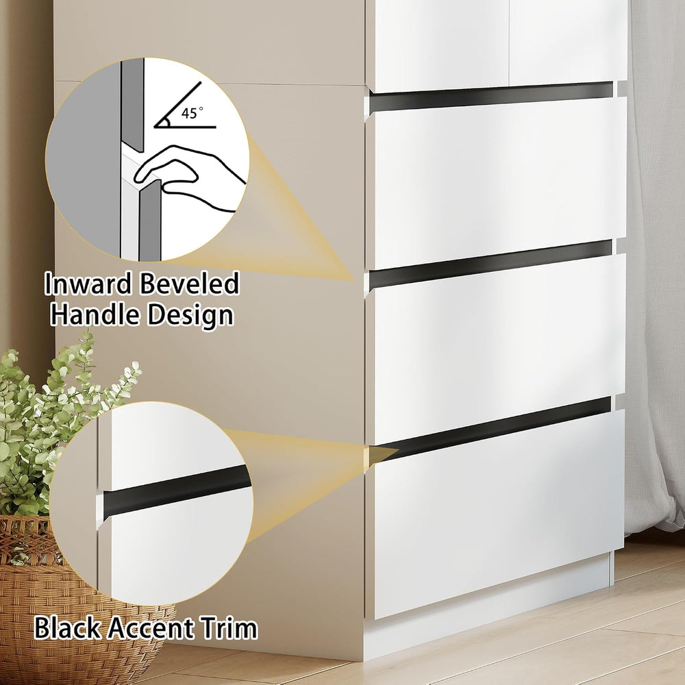White Armoire Wardrobe Closet with 9 Drawers: 75" H x 95" W