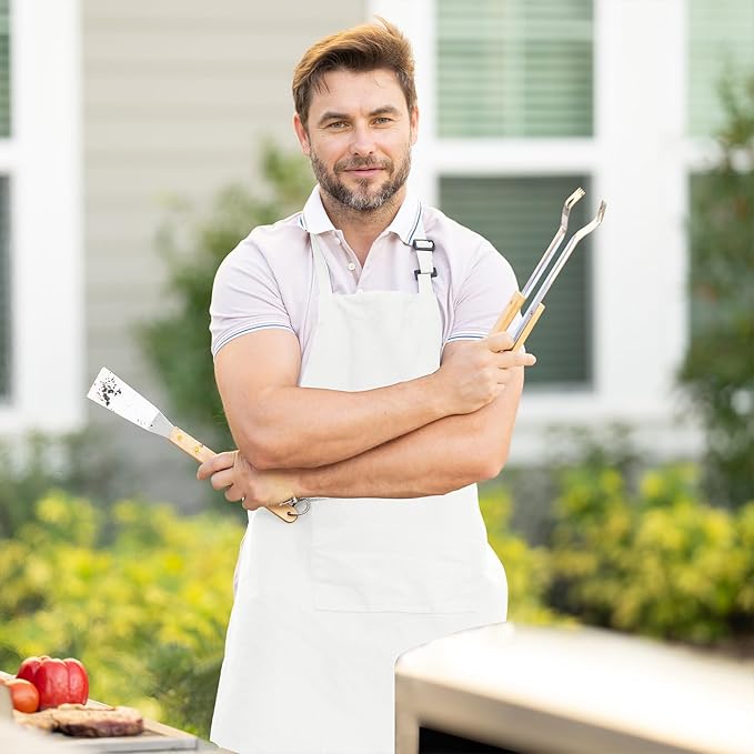 Adjustable Bib Apron 100% Polyester Kitchen Aprons Waterdrop Resistant Aprons