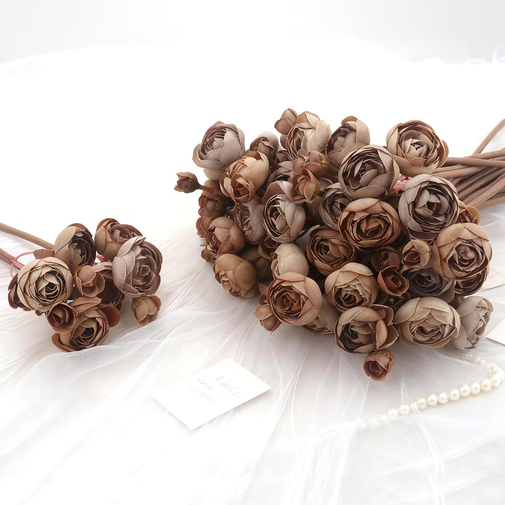 24 Stems Artificial Ranunculus Flowers - 96 Bloom Faux Silk Ranunculus Bouque...