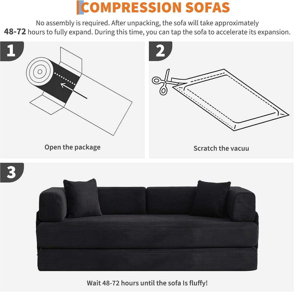 Garvee 5-in-1 Convertible Sofa Bed, 78.8" Modular Corduroy Sleeper with ...