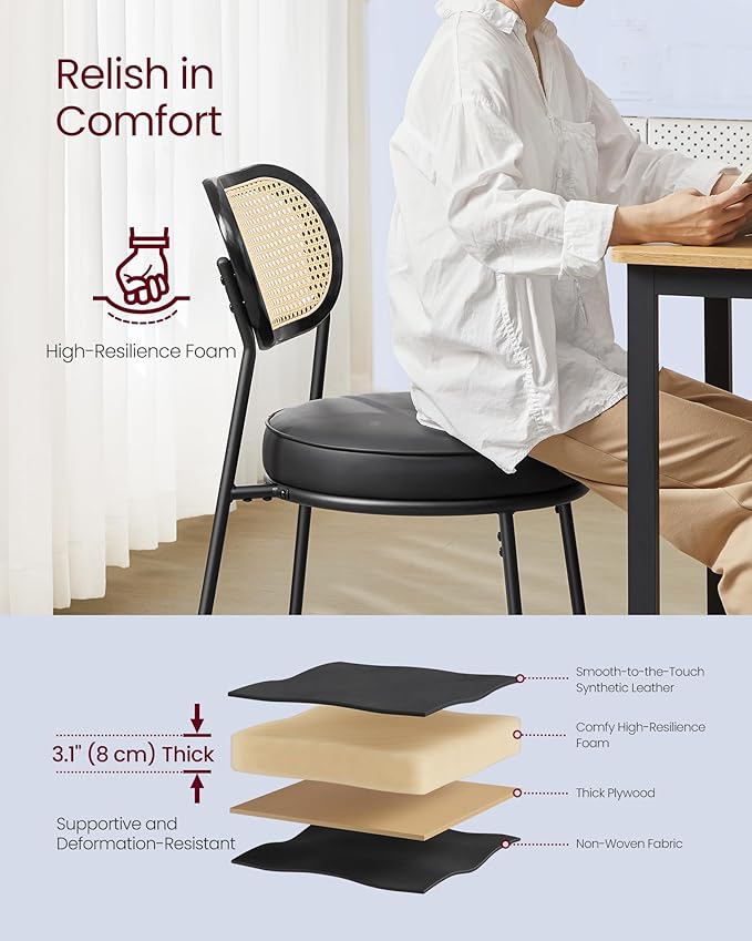 VASAGLE Dining Chairs, Set of 2 Accent Chair for Dining Room Kitchen, with Bo...