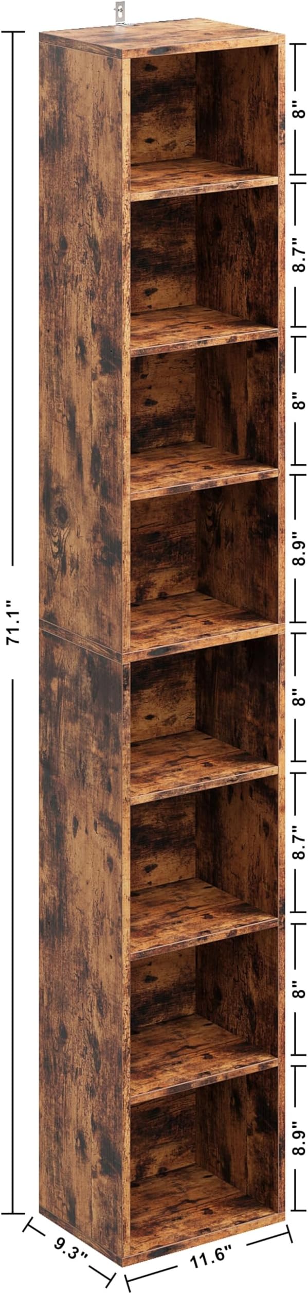 IRONCK Tall Narrow Bookshelf 8 Tiers, Compact Corner Bookcase, Easy to Match ...