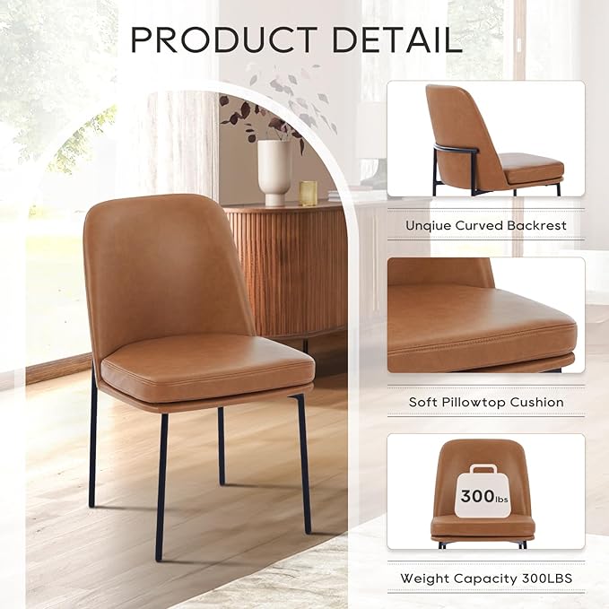 COLAMY Dining Chairs Set of 4, Modern Dining Chair, Leather Upholstered Dinin...