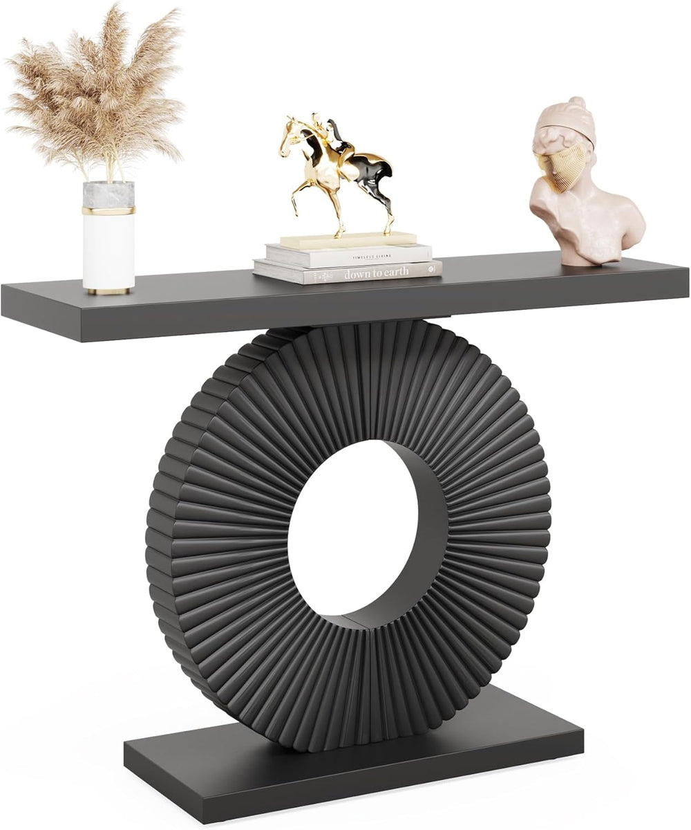 Tribesigns Modern Console Table with Geometric Base, 40 inch Wood Entryway Ta...