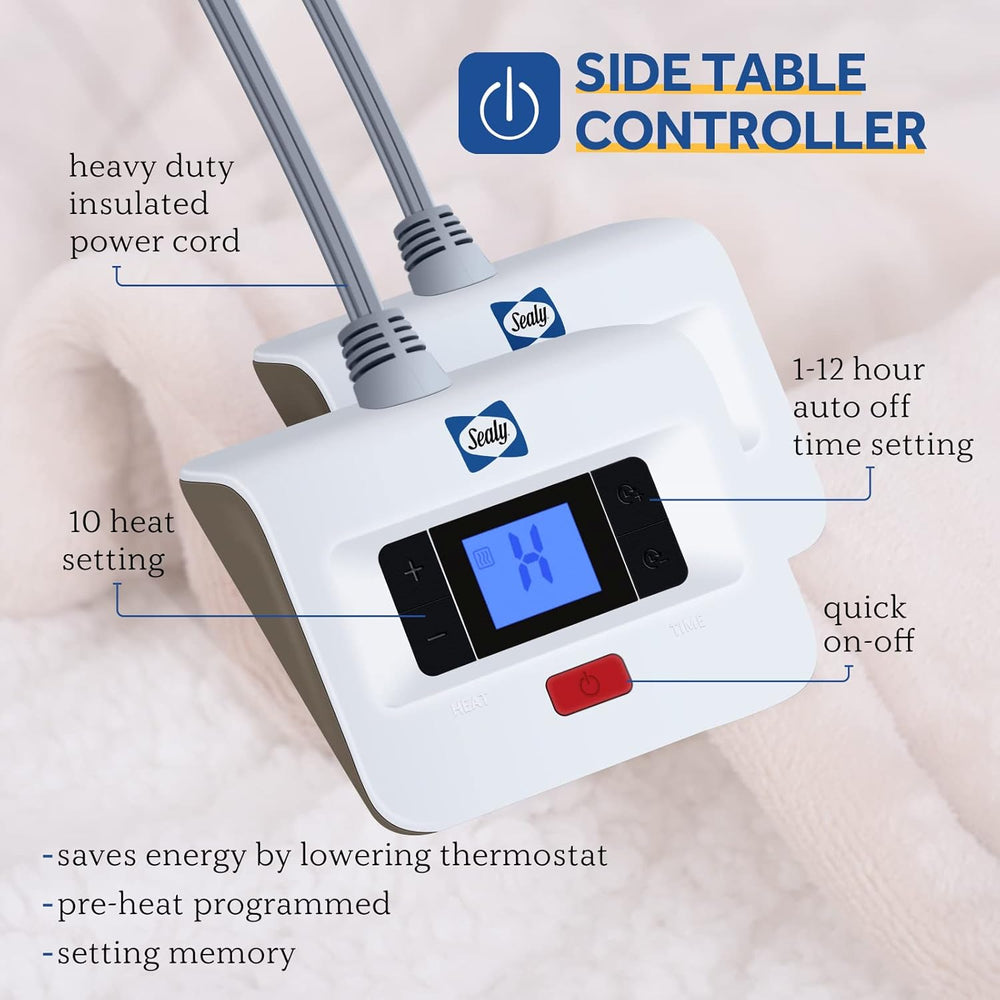 Sealy Electric Blanket Queen Size Heated Dual Control Auto Shutoff 84"x9...