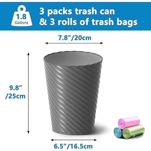 Bathroom Trash Can, 8 Pack 1.8 Gallons Small Trash Can
