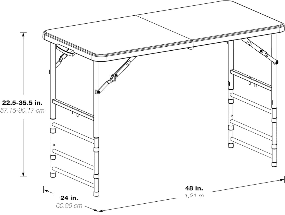 Office Star Resin Multipurpose Rectangle Table, 4-Feet Long, Height Adjustabl...