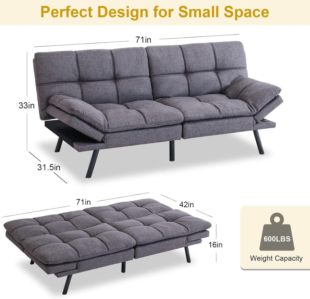 MUUEGM Futon Sofa Bed, Convertible Sofa Sleeper for Compact Space,Apartment, ...