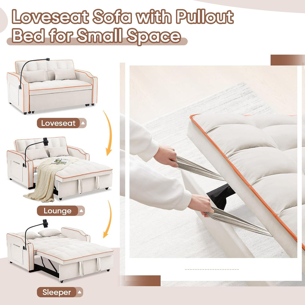 Antetek Sleeper Sofa Couch Bed with USB & Type C Port, Modern 3-in-1 Conv...
