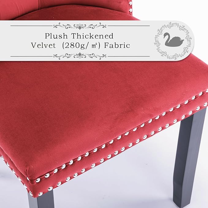Velvet Upholstered Dining Chairs Set of 6, Modern Style Kitchen Side Chairs w...