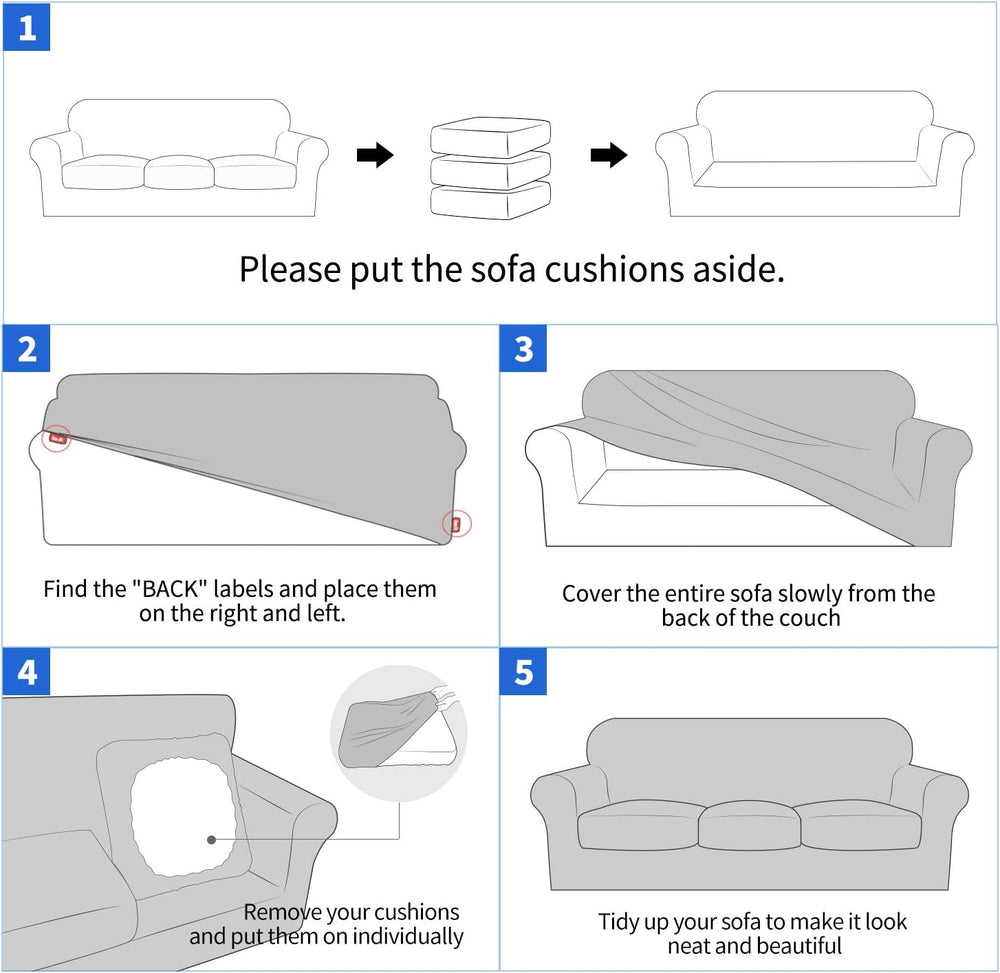 MAXIJIN 3 Piece Couch Covers for 2 Cushion Couch loveseat Cover, Stretch Love...