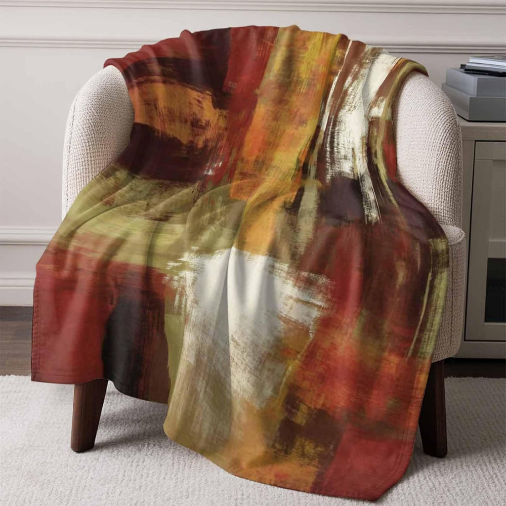 DecorLovee Burnt Orange Blanket 50"x60", Reversible Brown Green Fal...