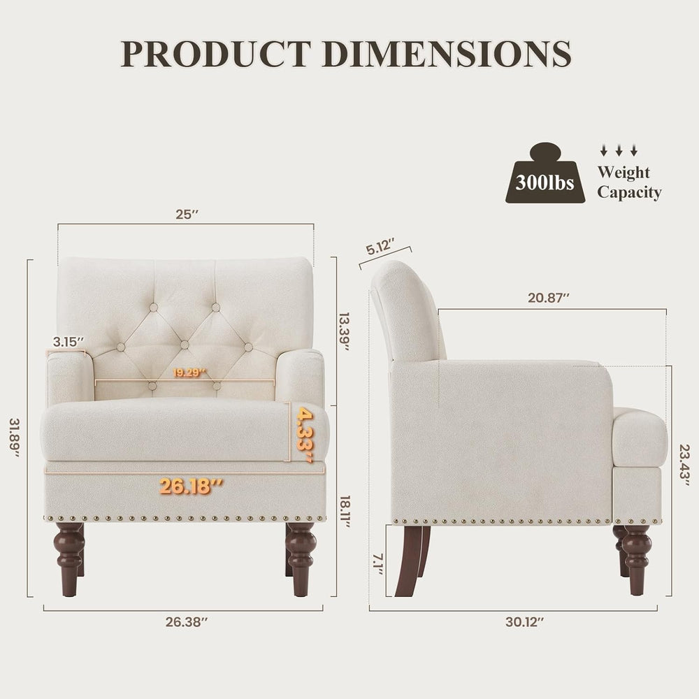 MALOL Upholstered Accent Chair Set of 2, Comfy Reading Chair for Living Room,...
