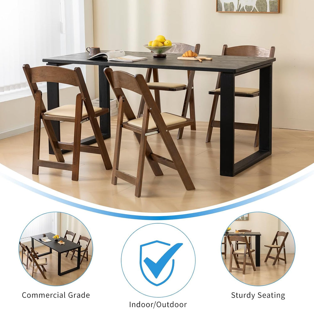 Wooden Folding Chair, Classic-Fruit Wood Color, Set of 4
