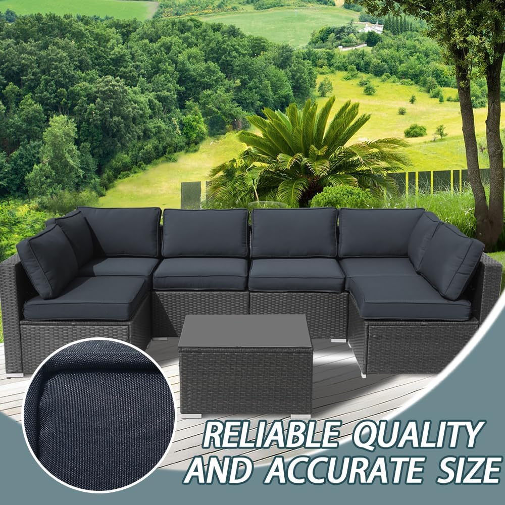 14Pcs Outdoor Cushion Covers Replacement Washable w/Zipper for 6-Seaters Sofa...
