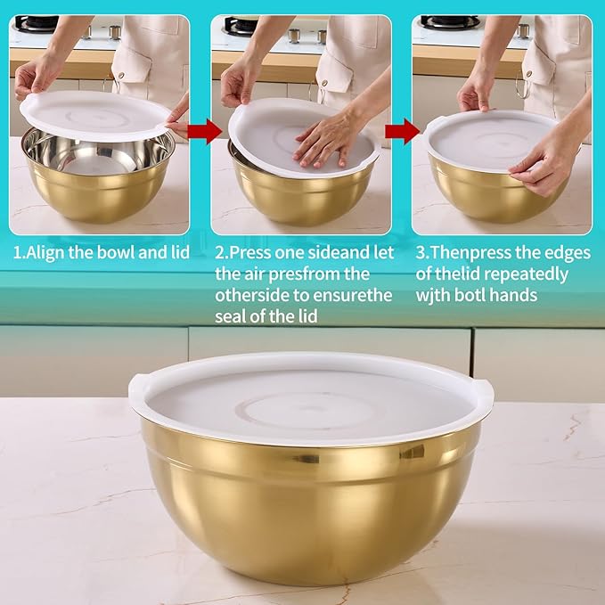 6 Piece Gold Mixing Bowls Set