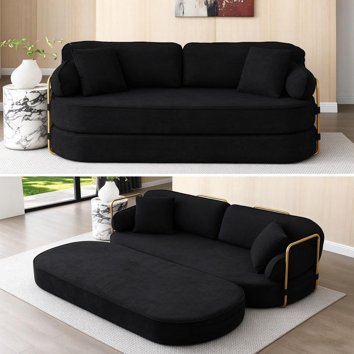 HANXIN 78.3'' Futon Sleeper Sofa Bed, Boneless Couch for Living Room, Black