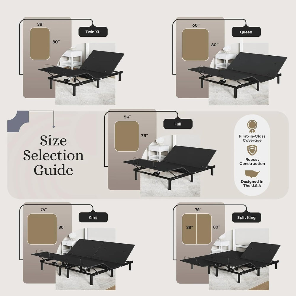 Sven and Son Essential Adjustable Bed Base (Frame Only), Easy Assembly, Head ...