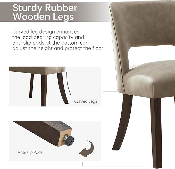 VKNOW Modern Dining Chairs Set of 4, Faux Leather Upholstered Dining Room Cha...