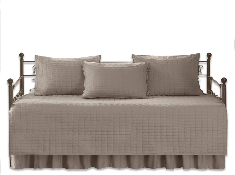 Comfort Spaces Kienna Daybed Cover Set 5 Piece with Bedskirt, 75 x 39 Taupe
