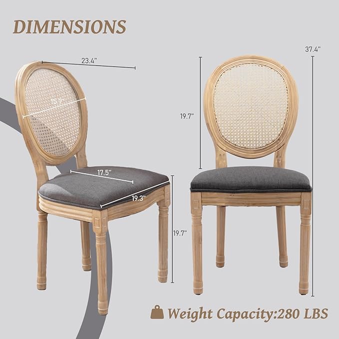 French Country Dining Chairs Set of 6,Farmhouse Upholstered Dining Room Chair...