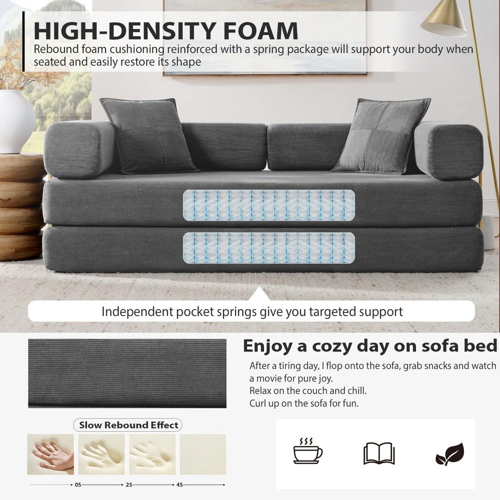 Convertible Folding Sofa Bed, Modern Futon Sleeper Sofa Fold Out Couch Bed wi...