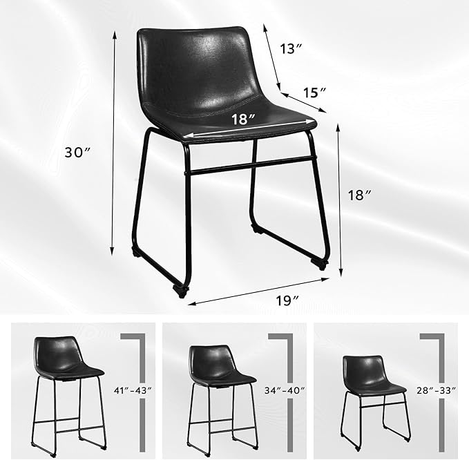 LEMBERI Faux Leather Dining Chairs Set of 2, 18 Inch Modern Kitchen & Din...