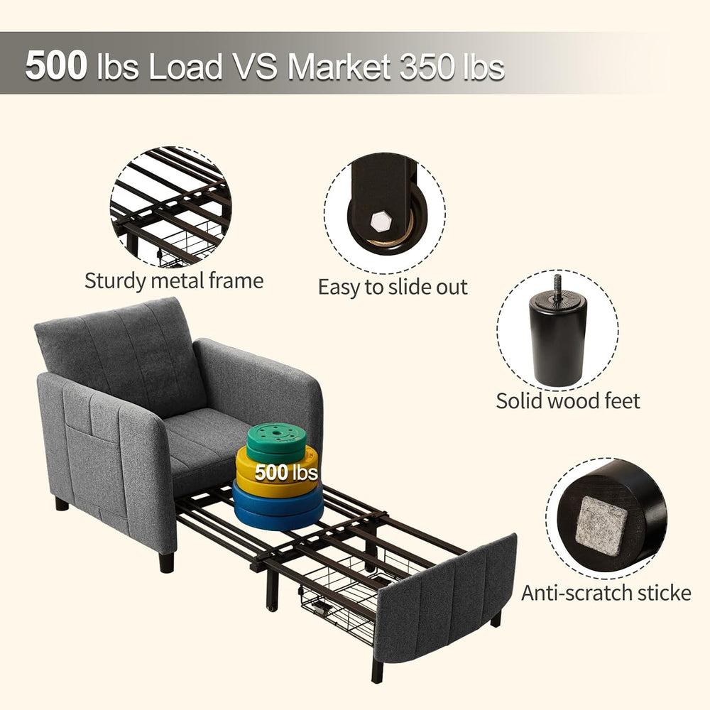Sleeper Chair 84" Extra Long Convertible Chair Bed Upgraded 3-in-1 to 4-...