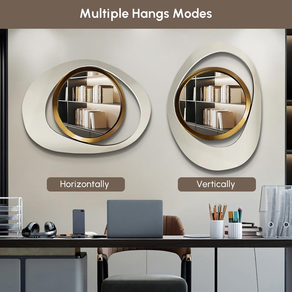 homary Geometry Decorative Wall Mirror Modern 23.6" Large Irregular Wall...