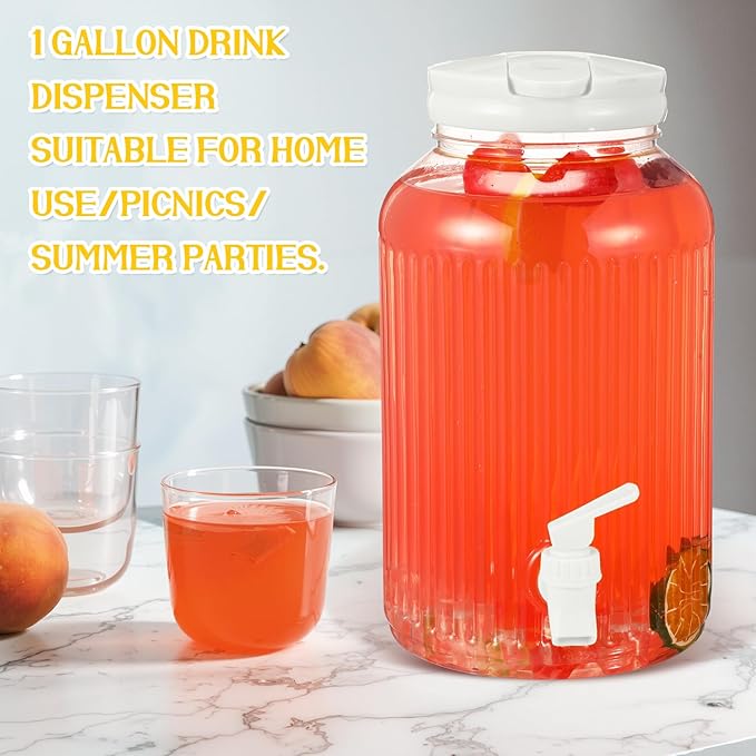 SiliFine 2 Pieces 1 Gallon Plastic Beverage Dispenser