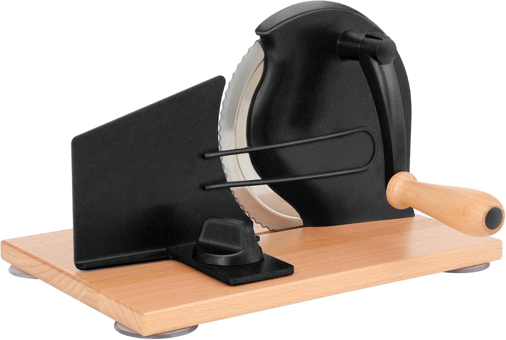 CAWIU Manual Bread Slicer with Hand Crank- Adjustable Thickness Bread Cutter