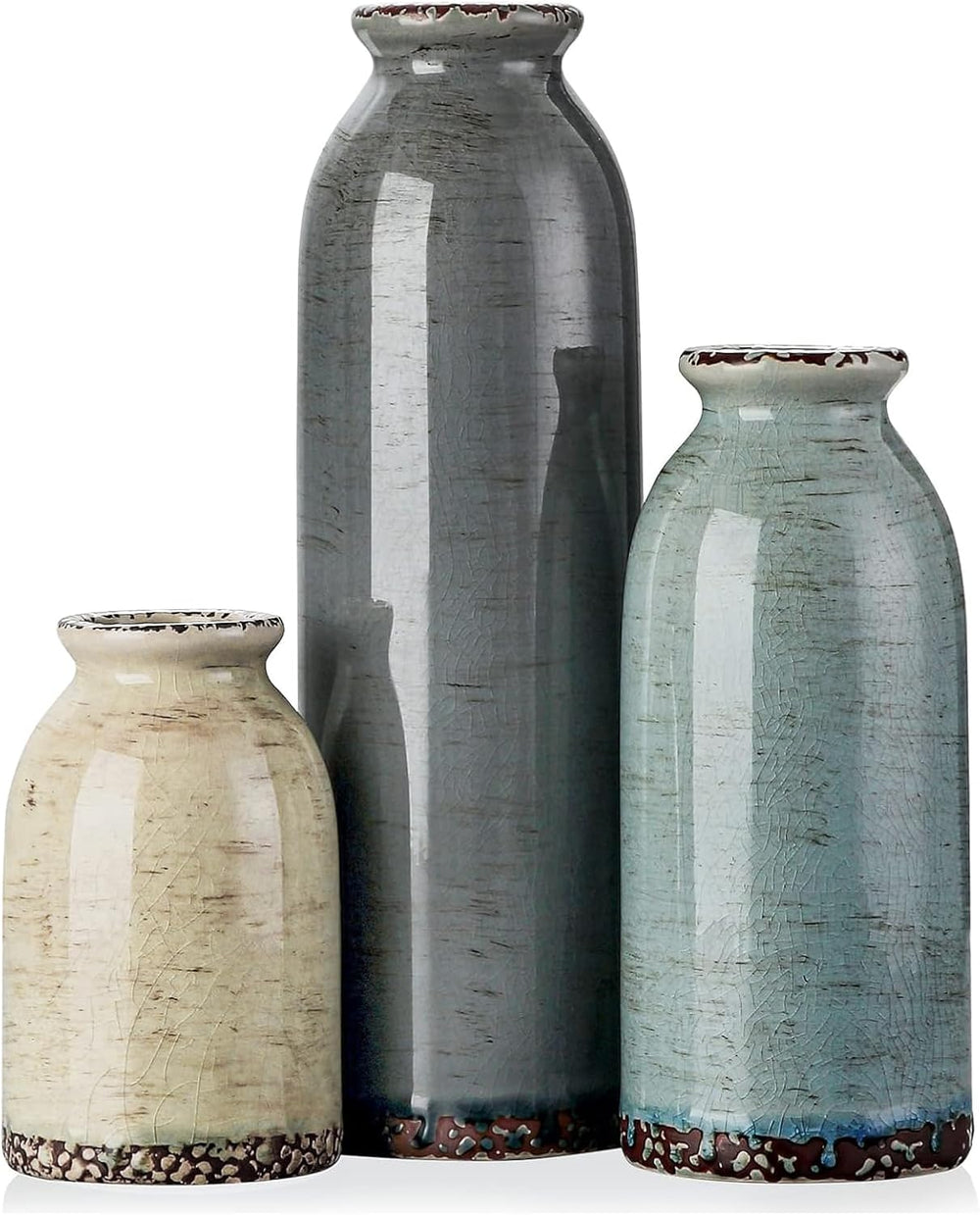 Ceramic Vase Set of 3, Farmhouse Flower Vases for Home Decor