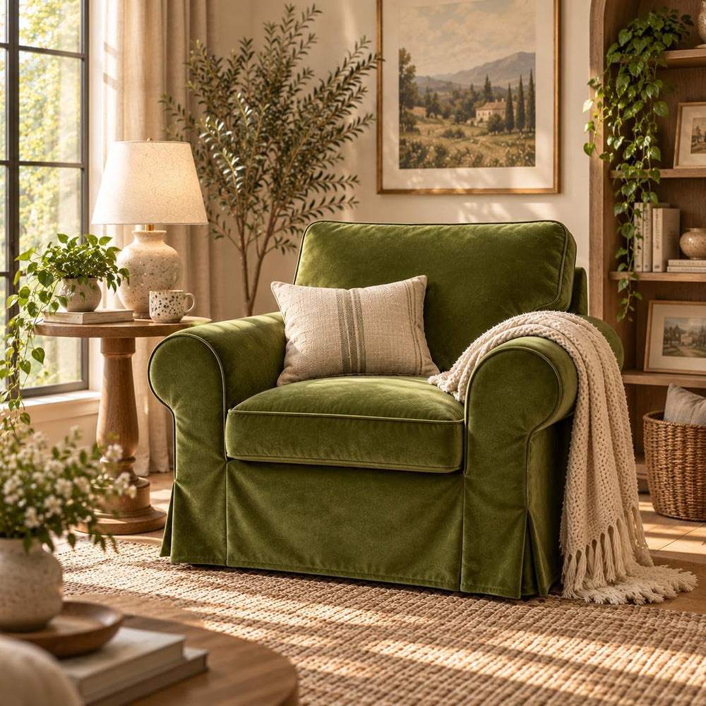 Velvet Pet-Friendly Replacement Ektorp Armchair Cover Compatible for IKEA Ekt...