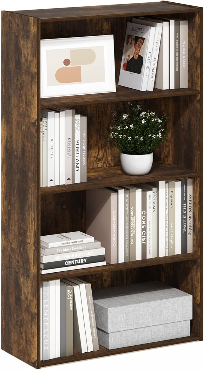 Furinno Pasir 4 Tier Open Shelf, Amber Pine