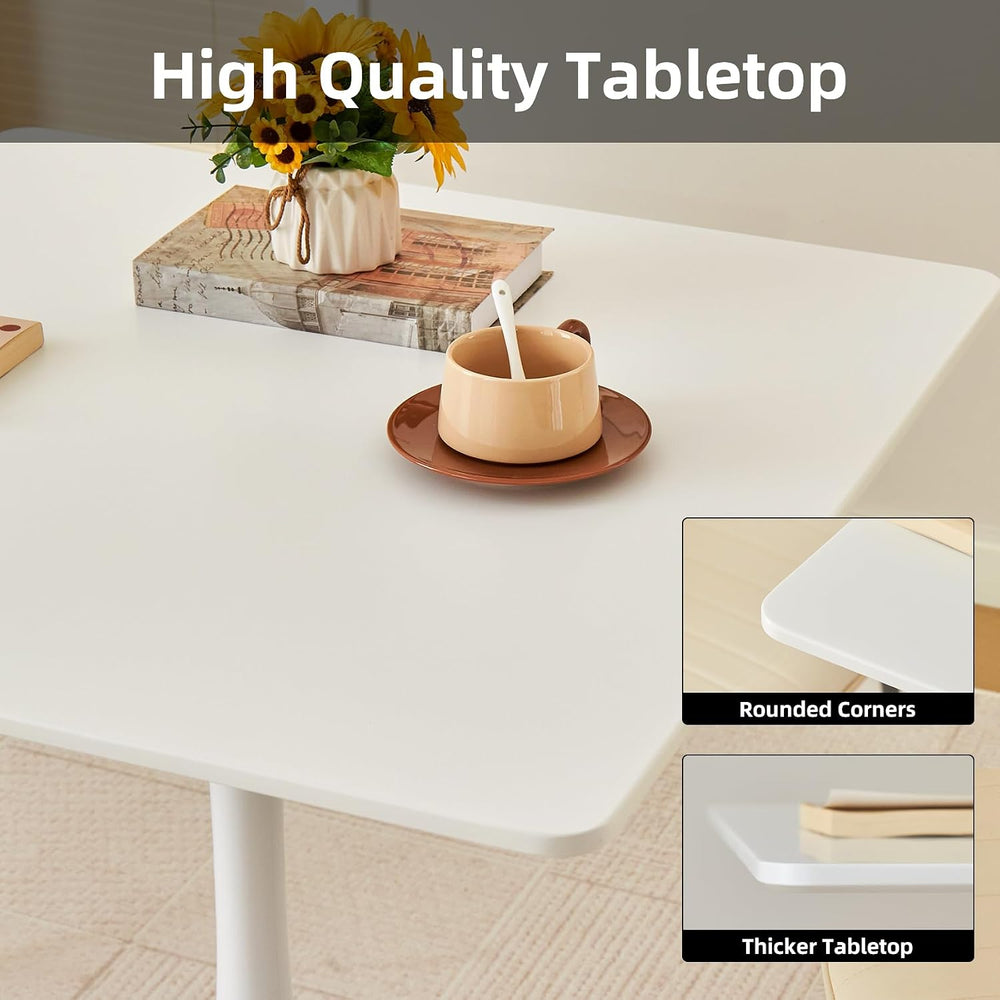 Square Dining Table, 31.5" Tulip Table with Thickened Tabletop & Met...