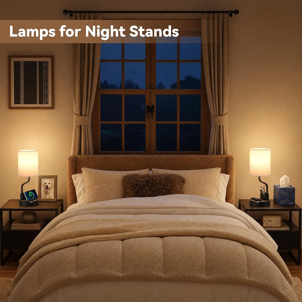 Fenmzee Bedside Lamps for Bedroom Set of 2 - Table Desk Lamp for Nightstand