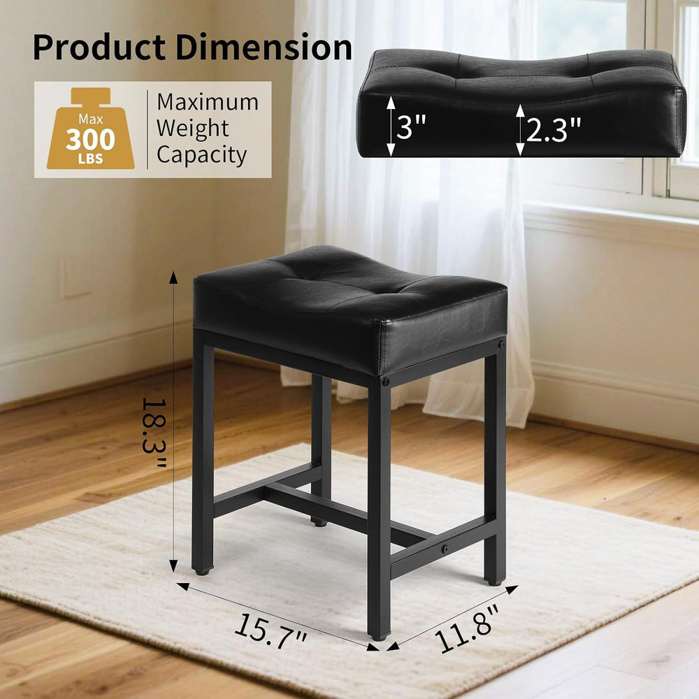 Saddle Seat Vanity Stool, Makeup Stool Chair with Metal Leg, U-Shaped Faux Le...