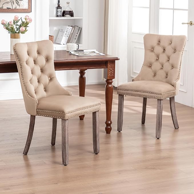 Kiztir Velvet Dining Chairs Set of 2, Upholstered Dining Chairs with Ring Pul...