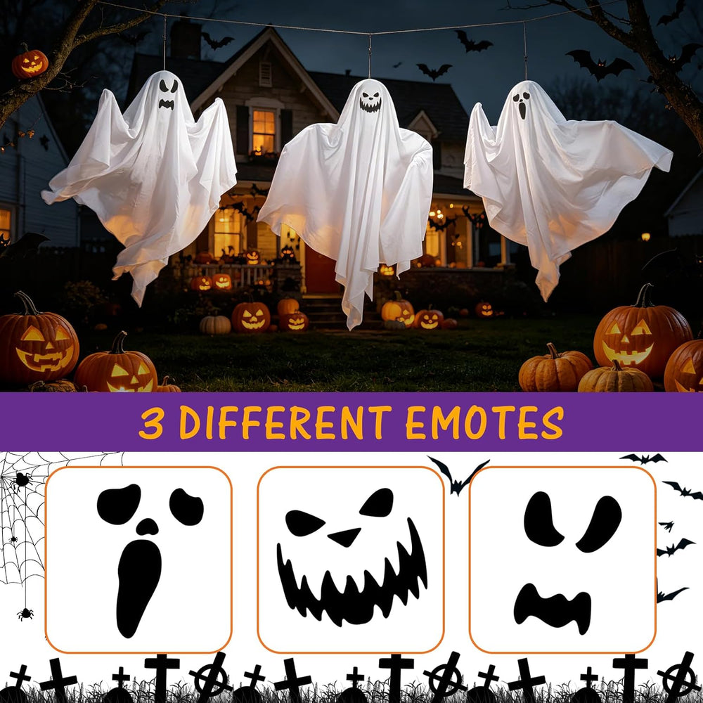 9 Pack Halloween Hanging Ghosts, 27.6 Inch Flying Ghost Decorations
