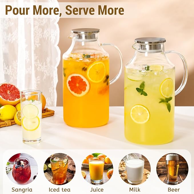 2 Pack 1 Gallon thickened Glass Pitcher