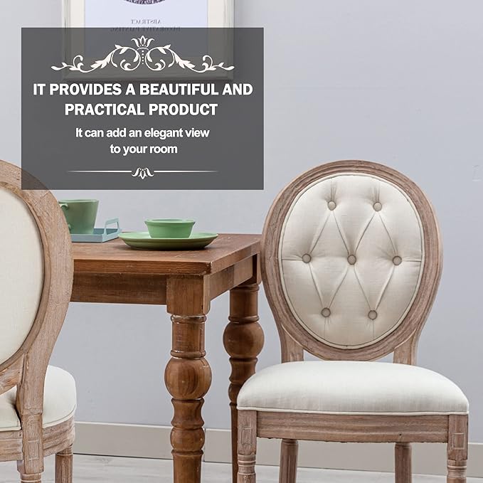 Nrizc French Country Dining Chairs Set of 2, Farmhouse Dining Chairs with Rou...